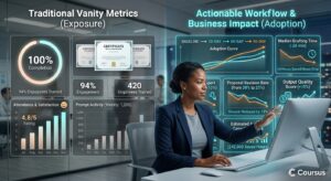 Dashboard illustrating how to measure whether AI training actually worked by tracking workflow metrics and business outcomes.